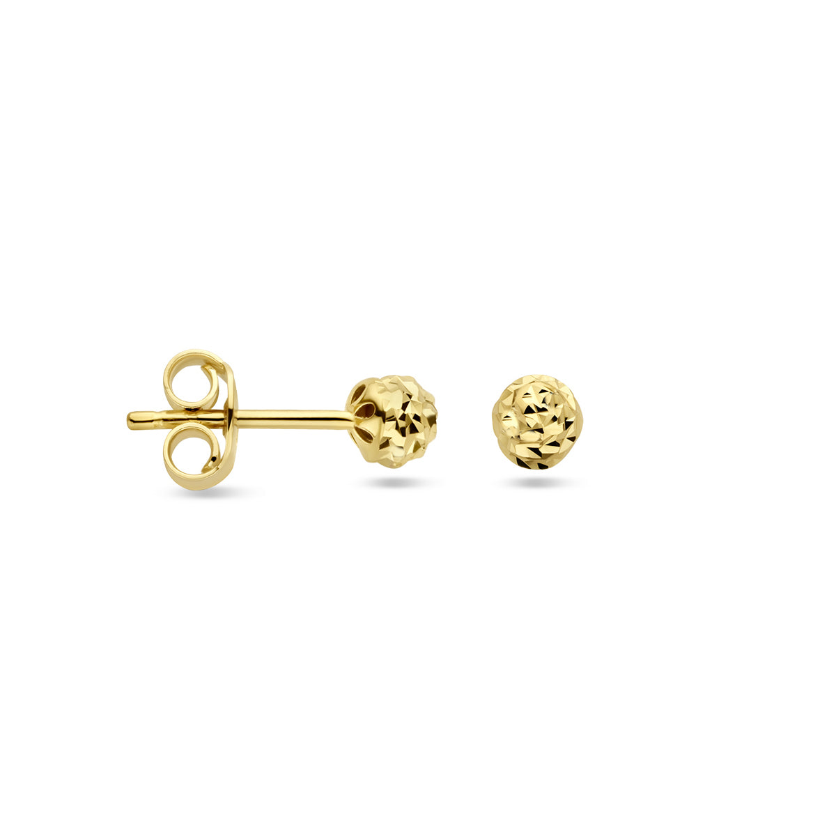oorknoppen bolletje gediamanteerd 14K geelgoud