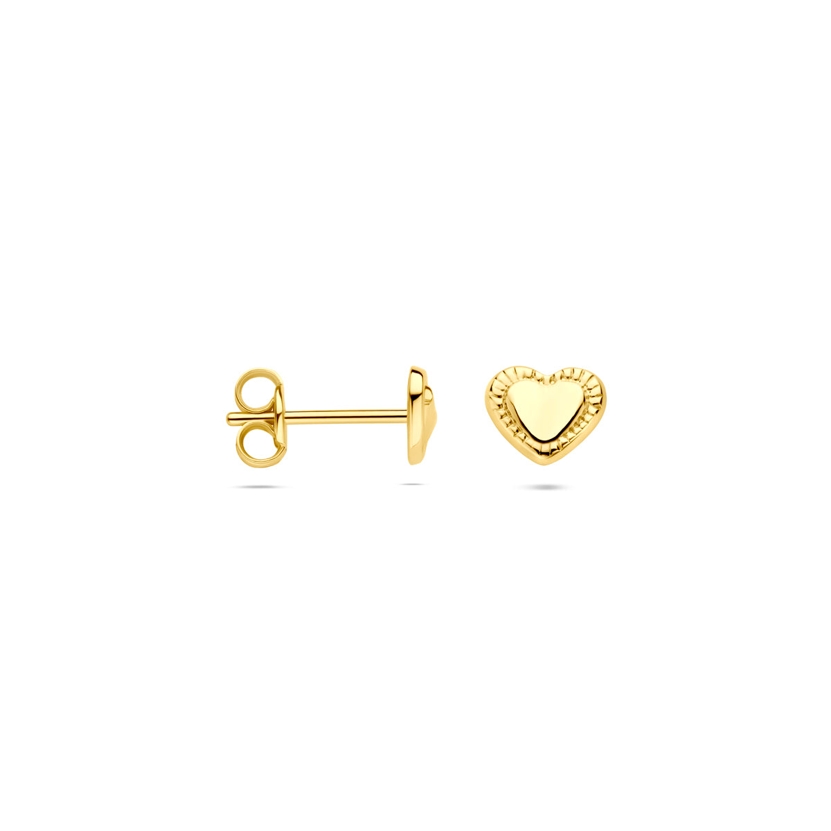 oorknoppen hartje poli/gediamanteerd 5 mm 14K geelgoud