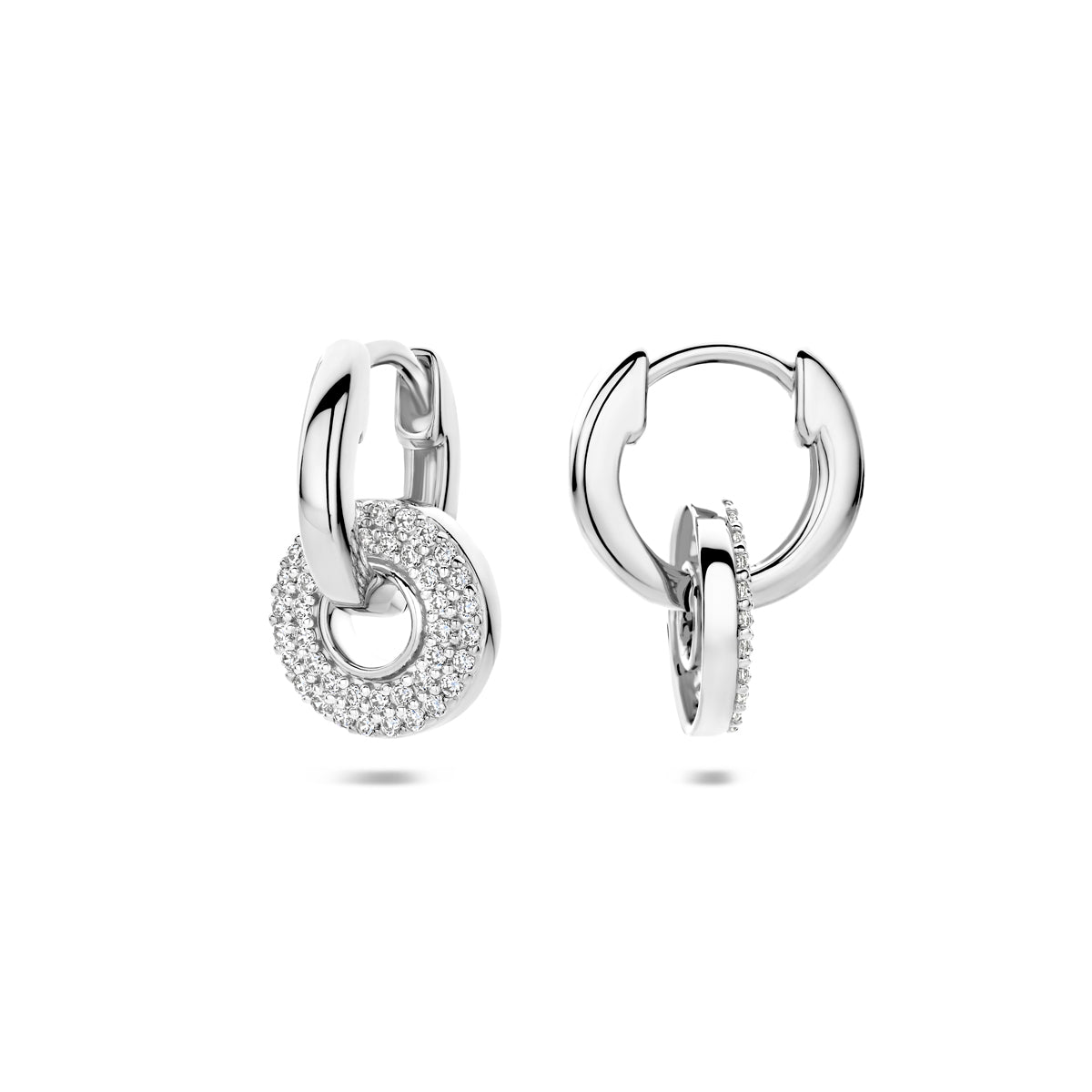 Ohrringe Zirkonia 17 mm Silber rhodiniert