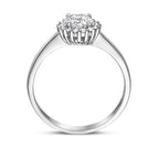 Ring Zirkonia Halo Silber rhodiniert