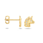 oorknoppen eenhoorn zirkonia 14K geelgoud