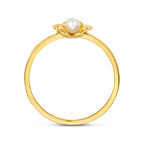 Ring Blume Perle 14K Gelbgold