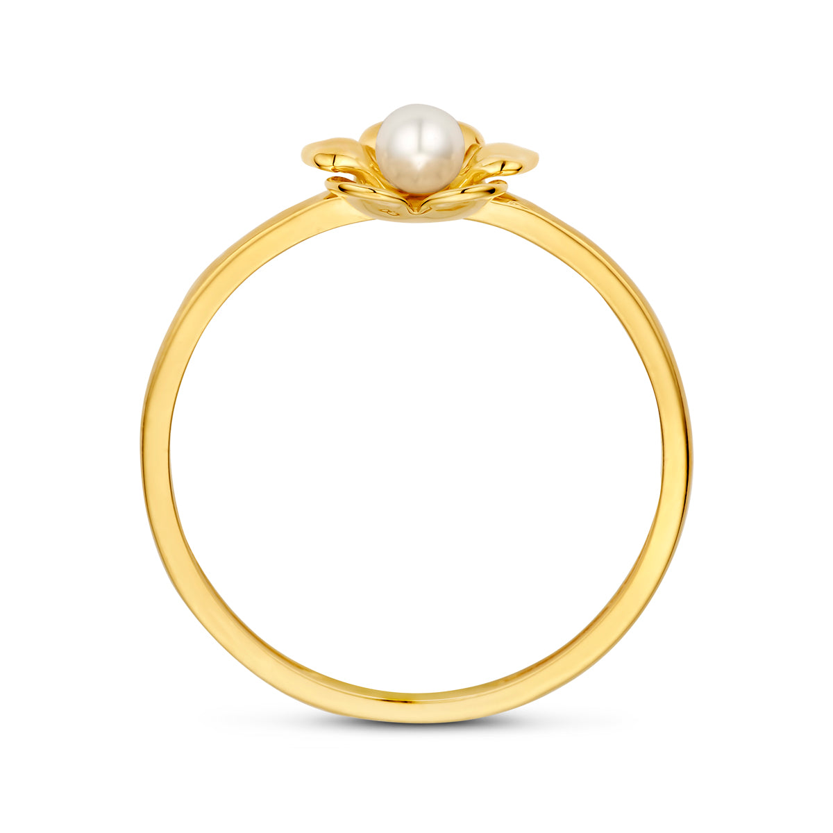 Ring Blume Perle 14K Gelbgold