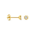9k oorknoppen zirkonia 3,5 mm 9K geel