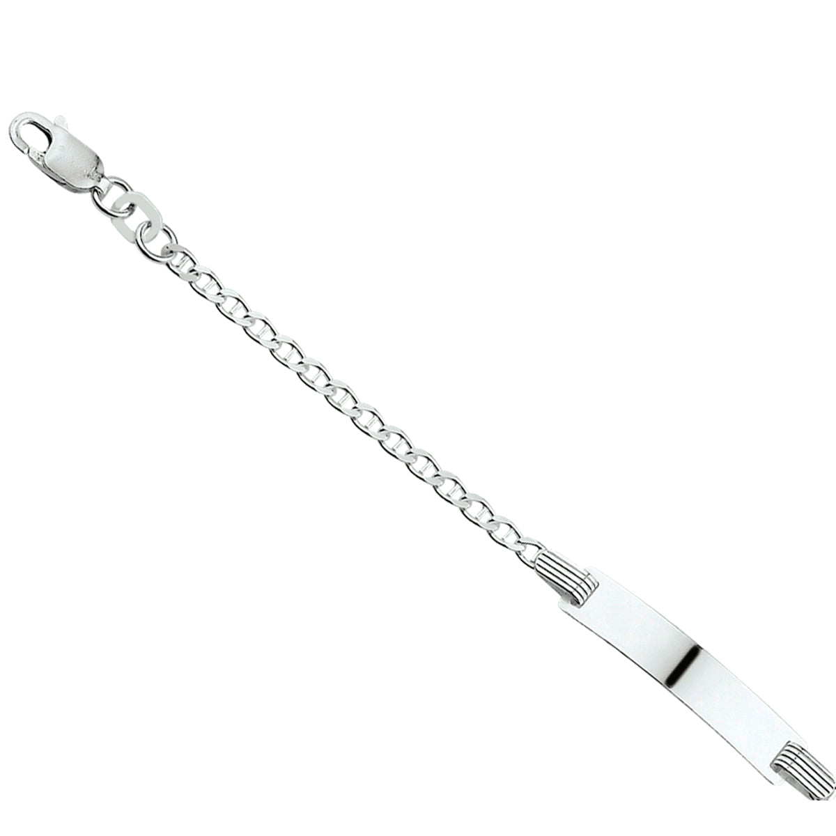 Gravurarmband Ankerplatte 5,0 mm 13 - 15 cm Silber weiß