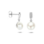 oorhangers parel en zirkonia zilver gerhodineerd