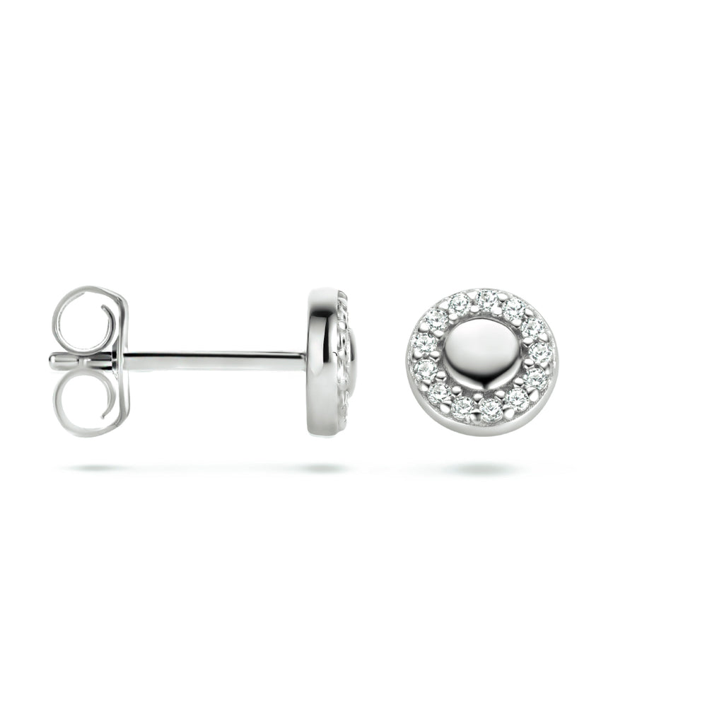 Ohrstecker rund Zirkonia Silber rhodiniert