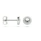 Ohrstecker rund Zirkonia Silber rhodiniert