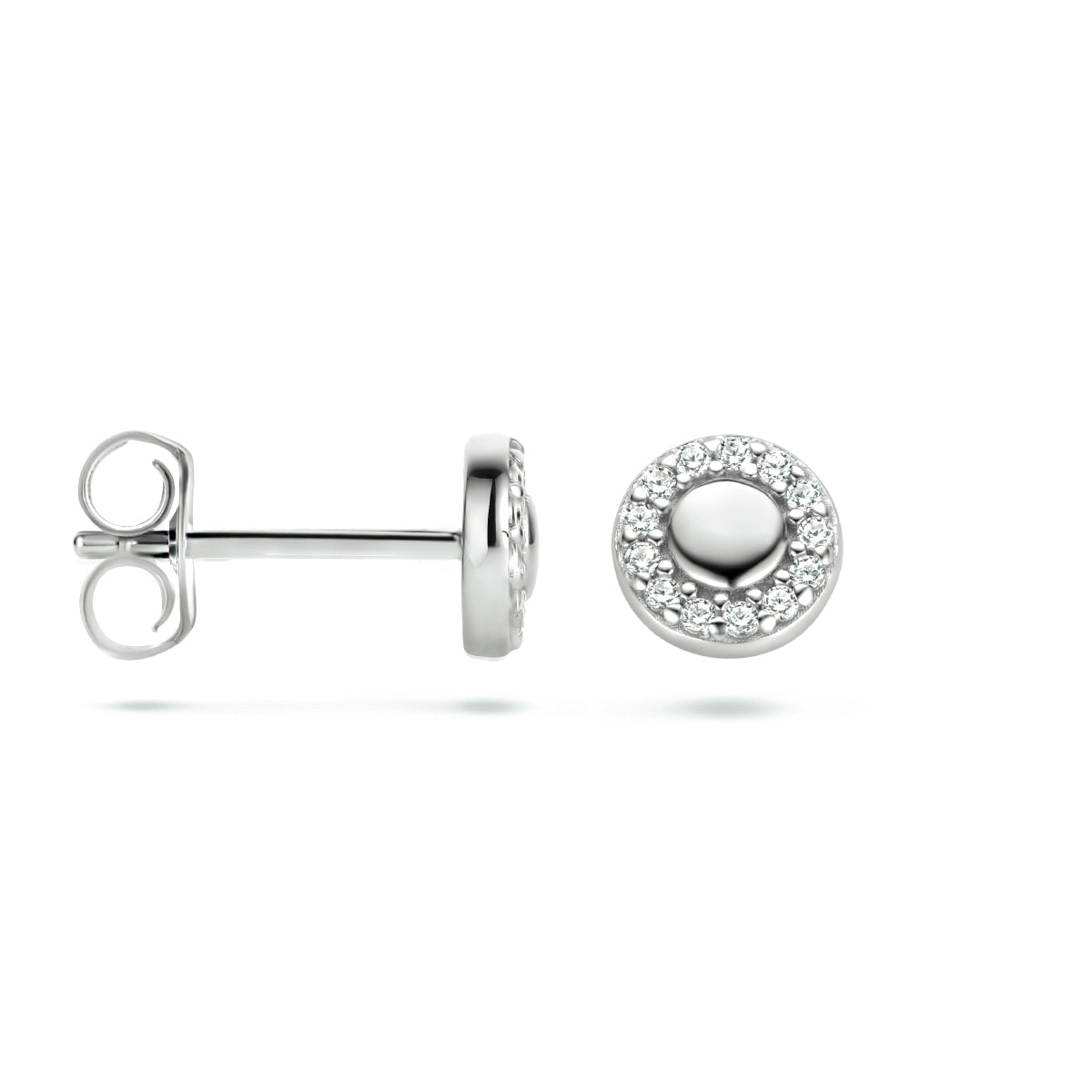 Ohrstecker rund Zirkonia Silber rhodiniert
