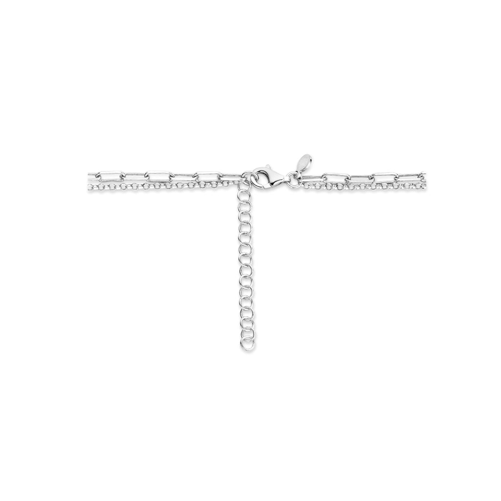 multi-collier parel 41 + 4 cm zilver gerhodineerd
