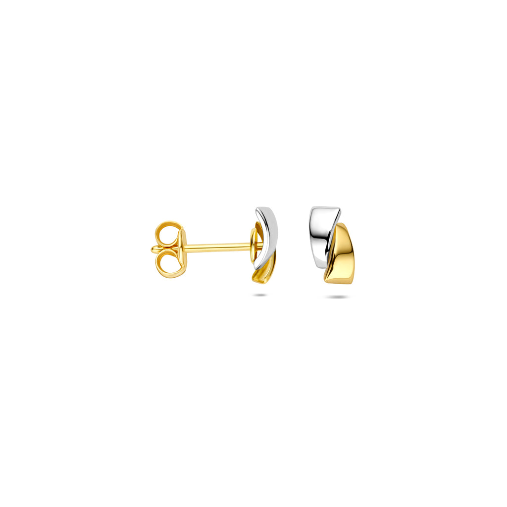 oorknoppen bicolor gestift 14K geelgoud