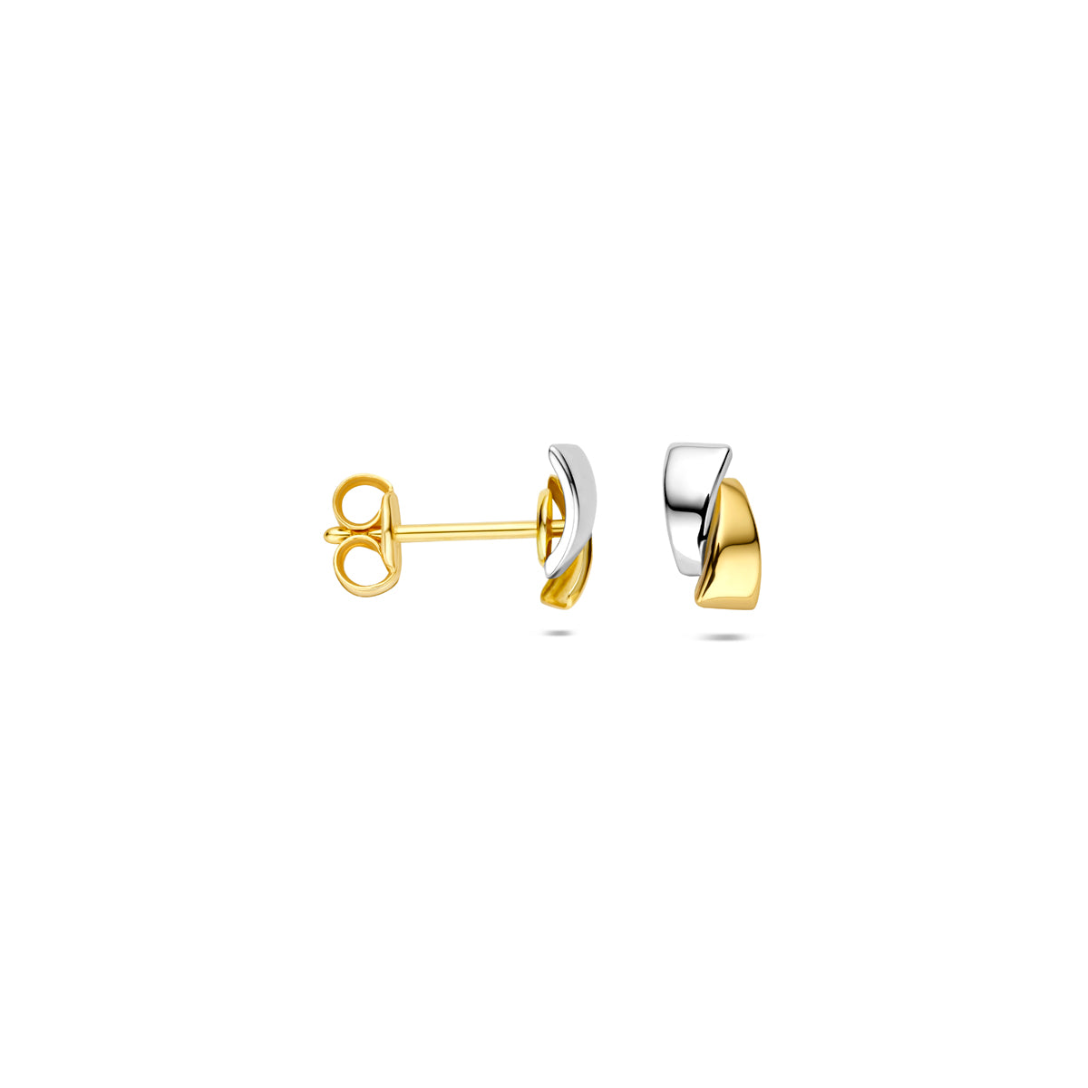 oorknoppen bicolor gestift 14K geelgoud