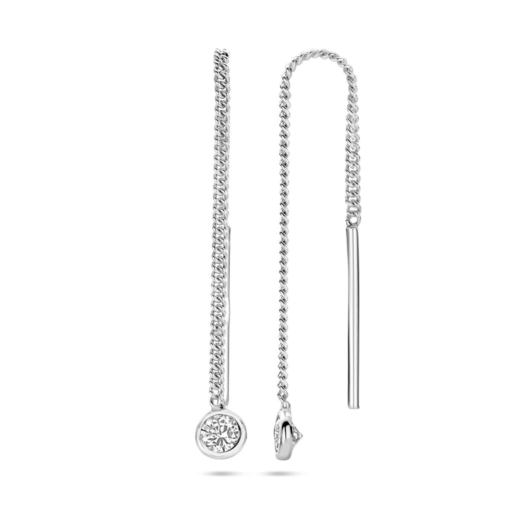 Durchziehohrringe Zirkonia 65 mm Silber Weiß