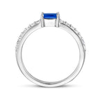 ring blauw en wit zirkonia zilver gerhodineerd