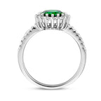 ring groen en wit zirkonia halo zilver gerhodineerd