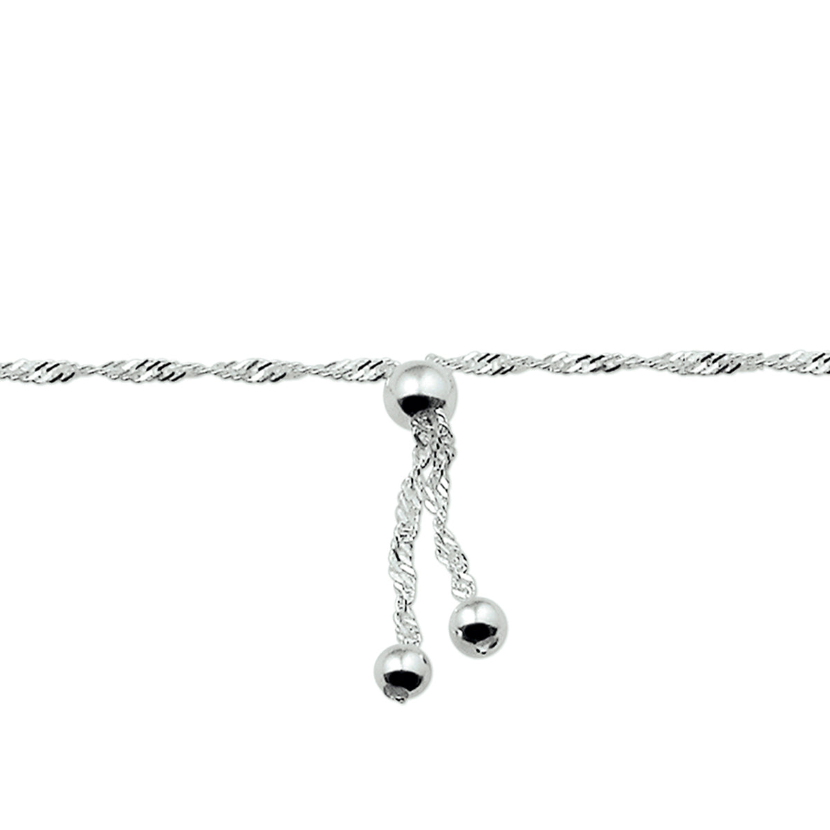 Fußkettchen Kügelchen 22 - 24 cm Silber Weiß