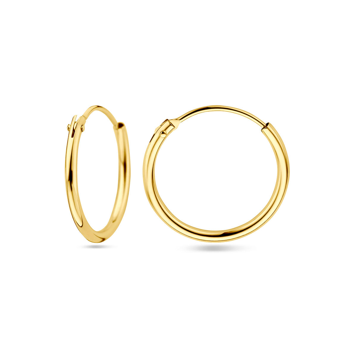 9k oorringen ronde buis 1,3 mm 9K geel