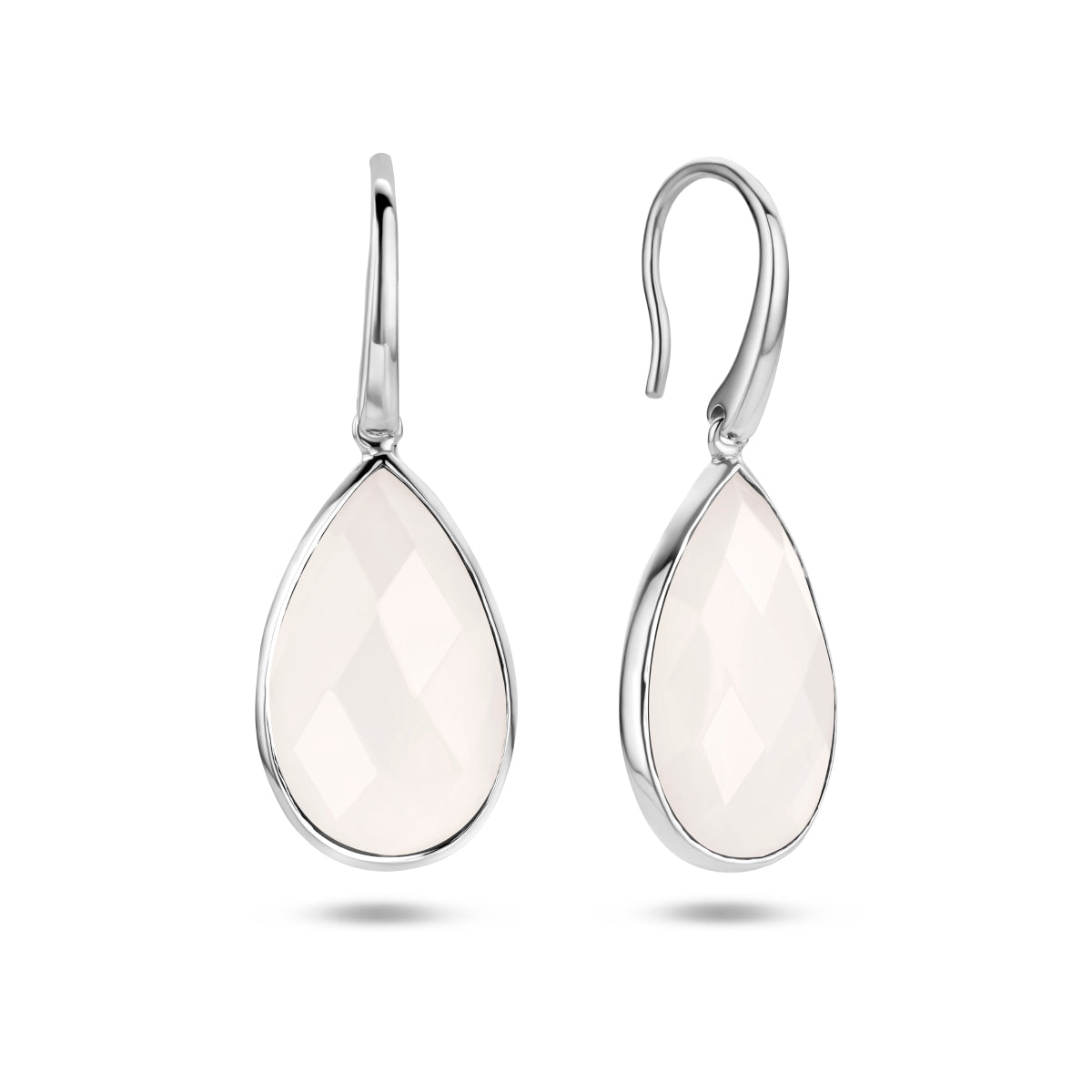 oorhangers wit agaat franse haak zilver gerhodineerd