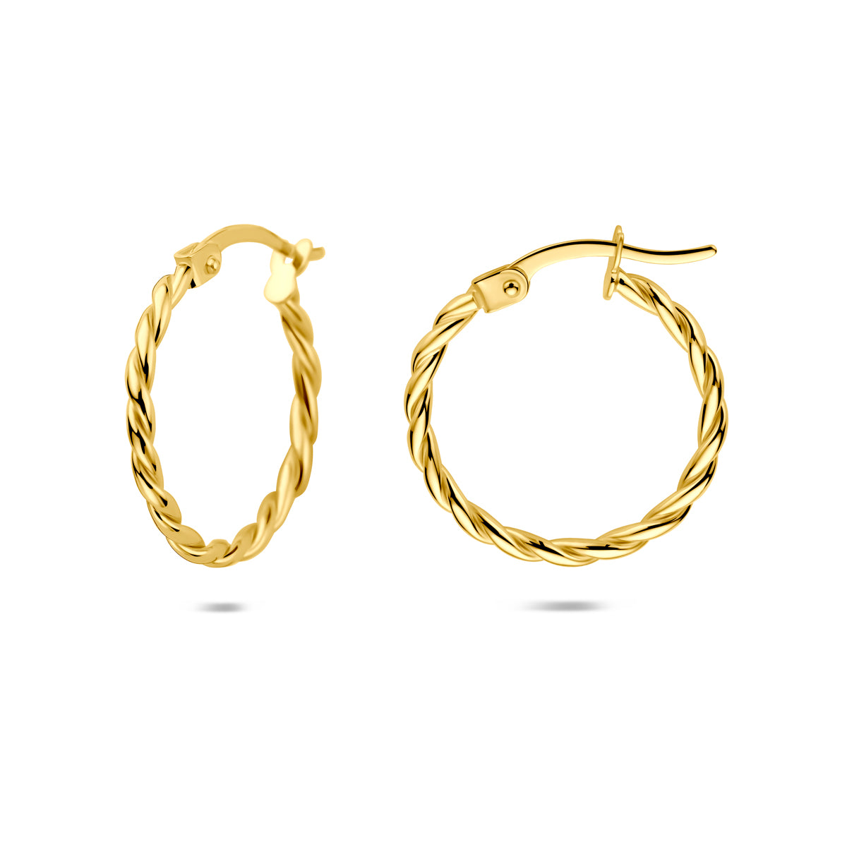 oorringen gedraaid 18 mm 14K geelgoud