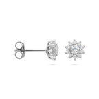 oorknoppen zirkonia 8 mm zilver gerhodineerd