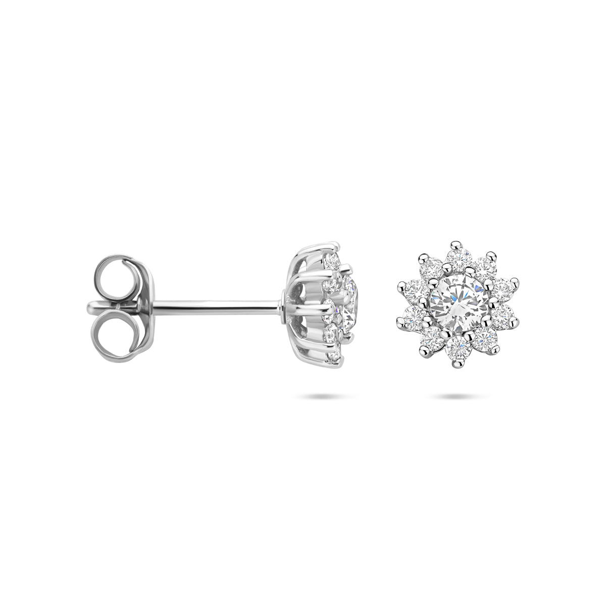 oorknoppen zirkonia 8 mm zilver gerhodineerd