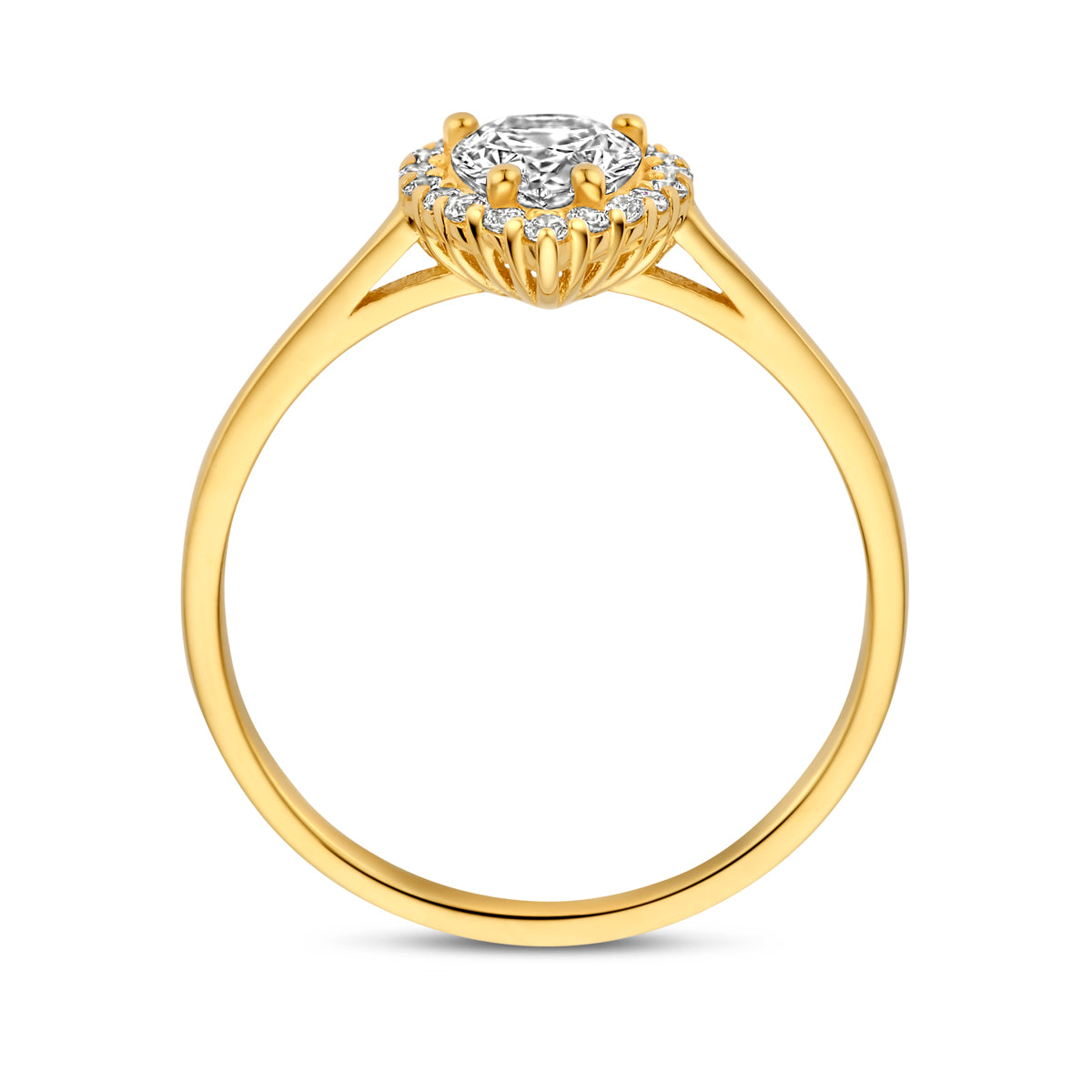 Ring Zirkonia Halo 14K Gelbgold