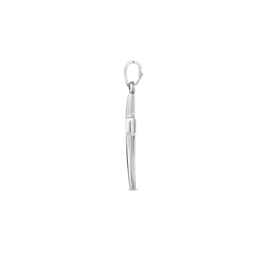 hanger kruis poli/mat gediamanteerd 24 mm zilver gerhodineerd