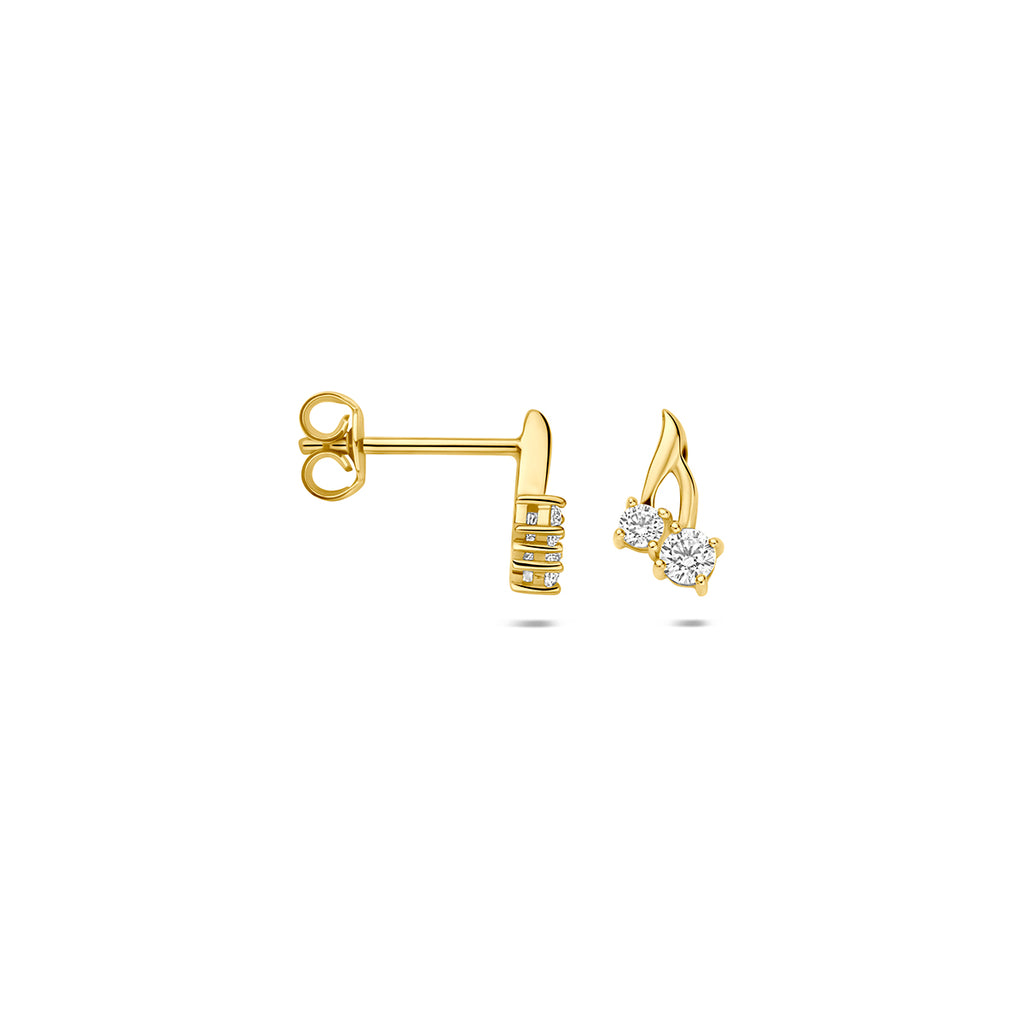 9k oorknoppen zirkonia 8,5 mm 9K geel