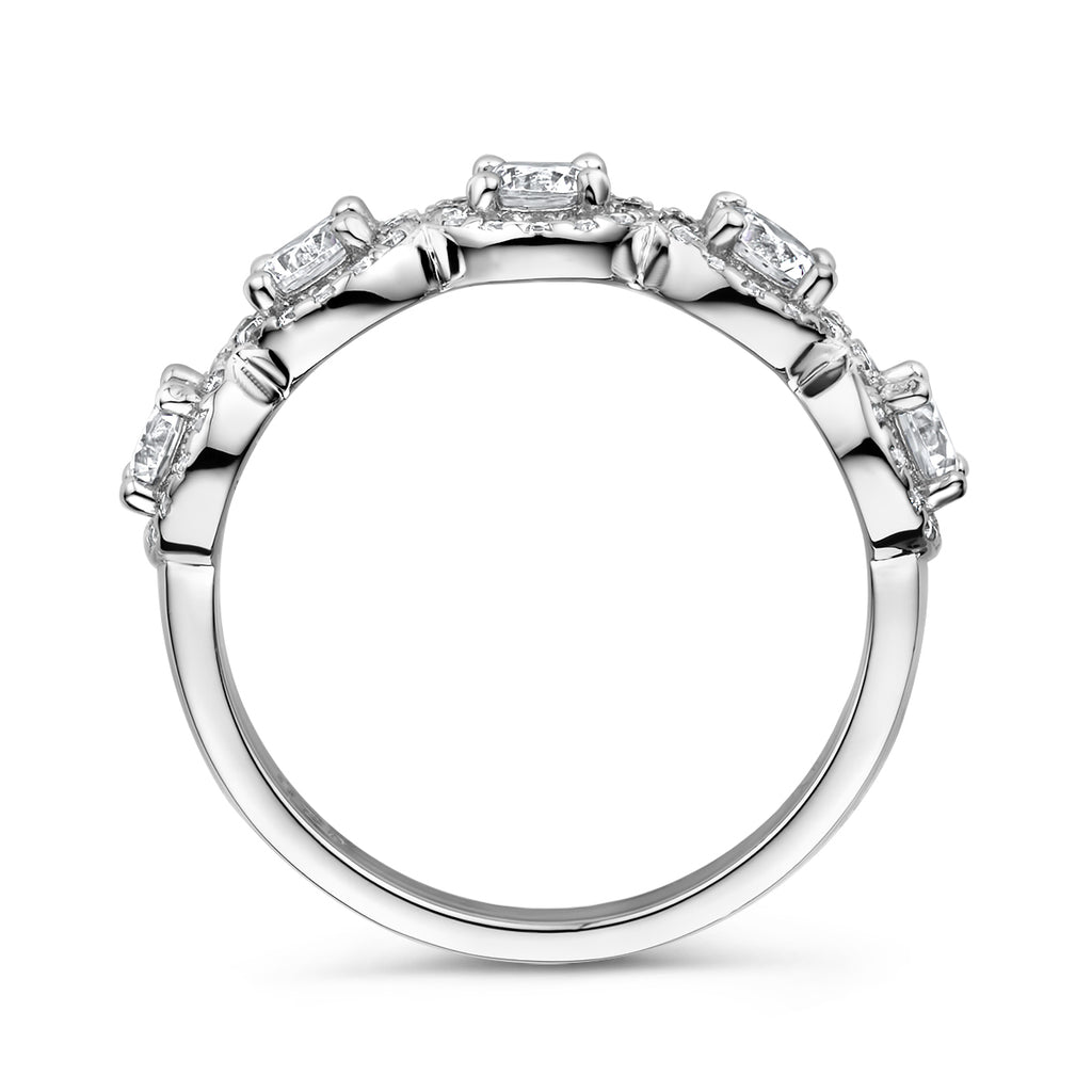 Ring Zikonia Halo Silber rhodiniert