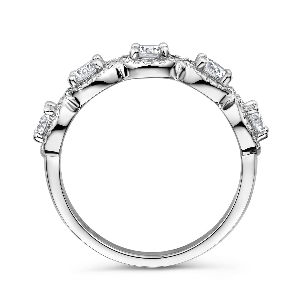 Ring Zikonia Halo Silber rhodiniert