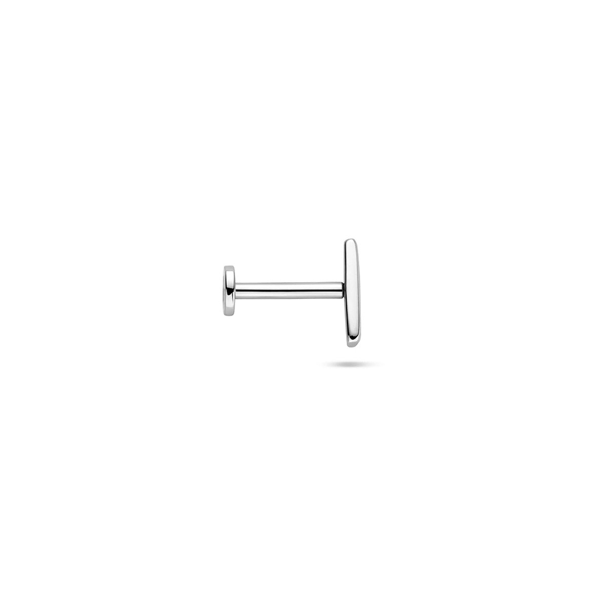 Flat Back Piercing Balk 6,5 mm rhodiniertes Silber