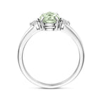 Ring grüner Amethyst und Zirkonia rhodiniertes Silber