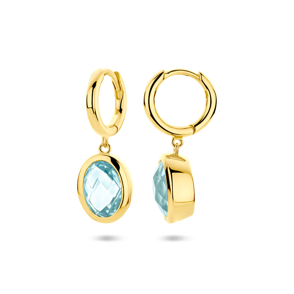 klapoorringen sky blue topaas 26 mm 1 micron zilver verguld (geel)
