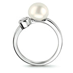 Ring Perle und Zirkonia Silber rhodiniert