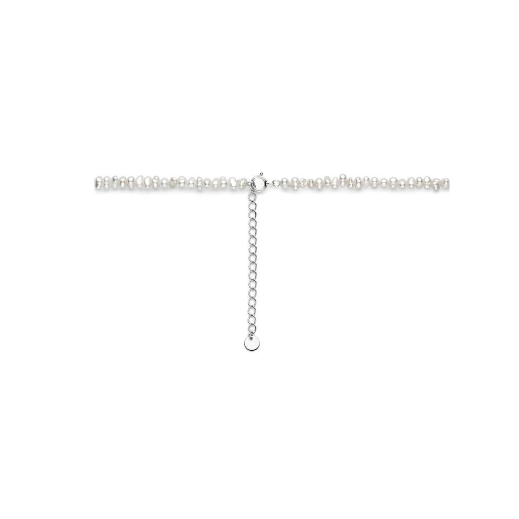 collier parels 40 + 5 cm zilver gerhodineerd