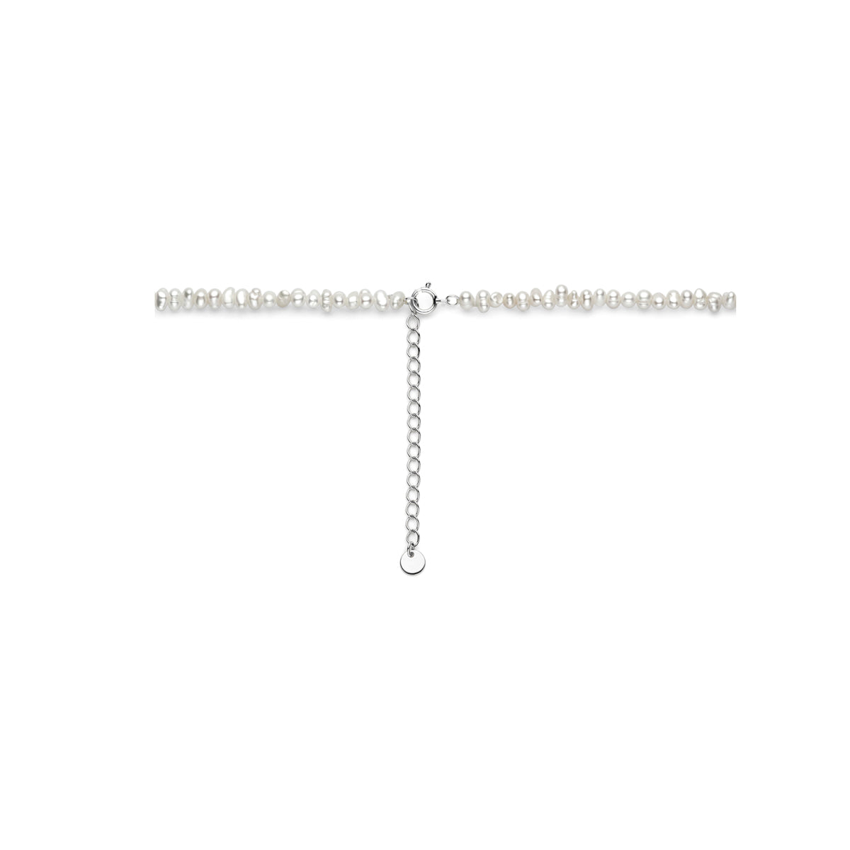 collier parels 40 + 5 cm zilver gerhodineerd