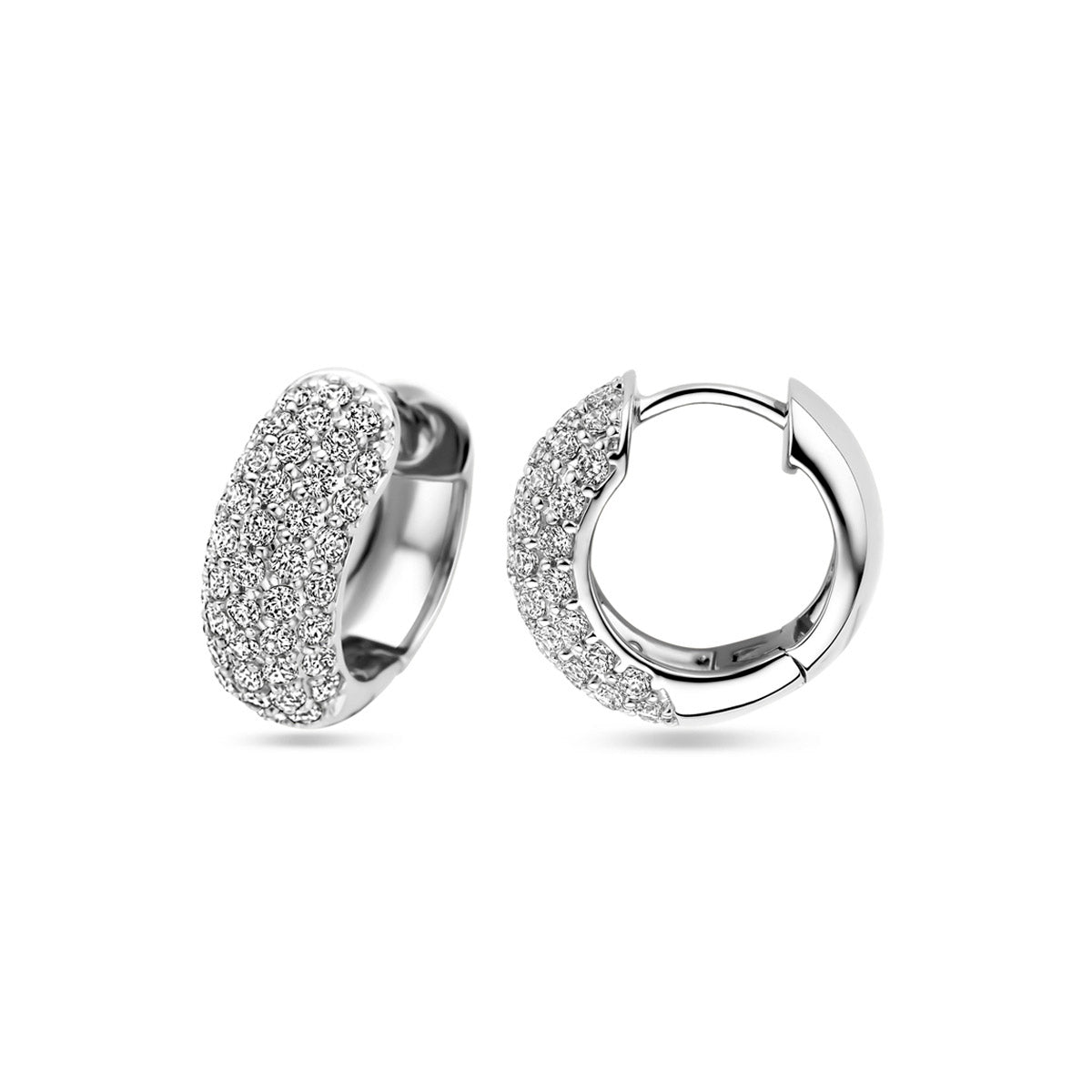 klapoorringen zirkonia 16 mm zilver gerhodineerd