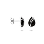 Ohrstecker Tropfen Onyx 11 mm Silber rhodiniert