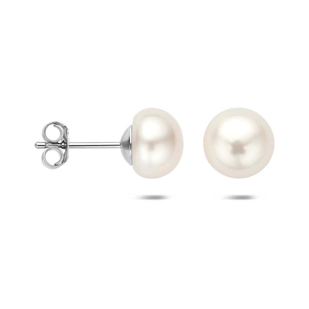 Ohrstecker Perle 9,3 mm Silber rhodiniert
