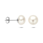 Ohrstecker Perle 9,3 mm Silber rhodiniert