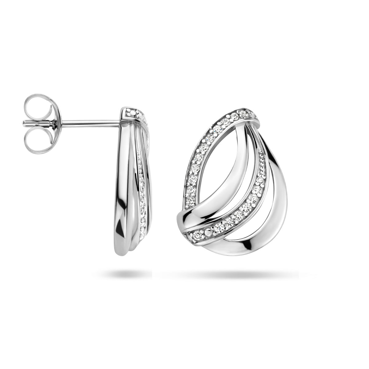 oorknoppen zirkonia zilver gerhodineerd