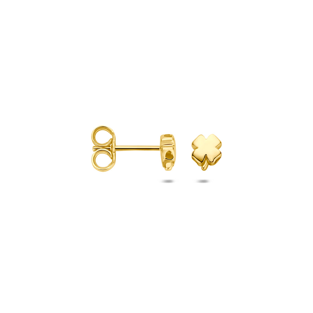 oorknoppen klaver 5 mm 14K geelgoud
