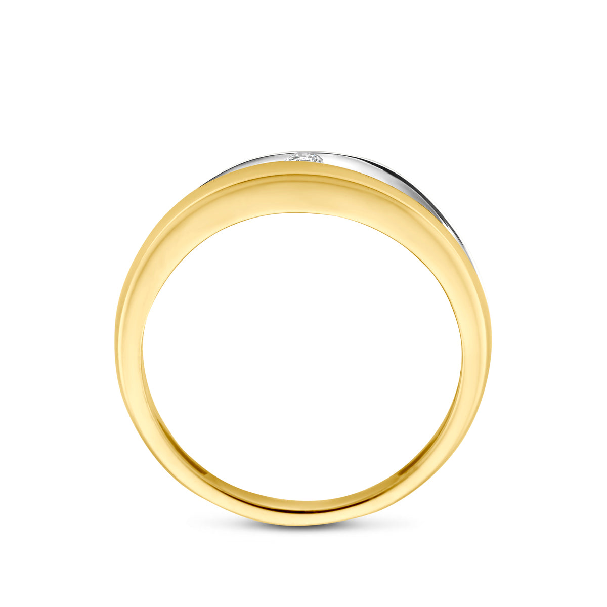 ring lab grown diamant 0.04ct f vs 14K bicolor goud geel/wit