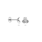 oorknoppen bloem zirkonia poli/mat 7 mm zilver gerhodineerd