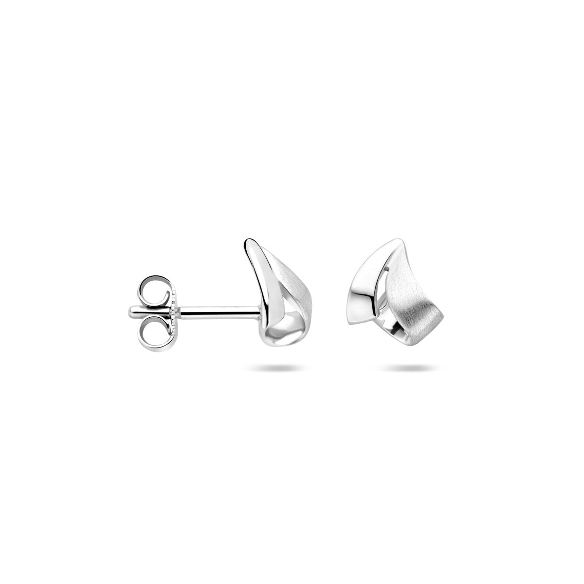 Ohrstecker poliert/matt 9 mm Sterlingsilber rhodiniert