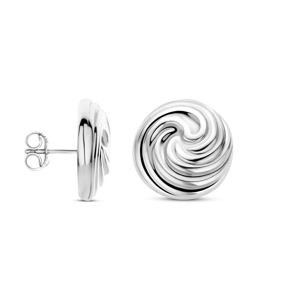 Ohrstecker Knopf 18 mm rhodiniertes Silber