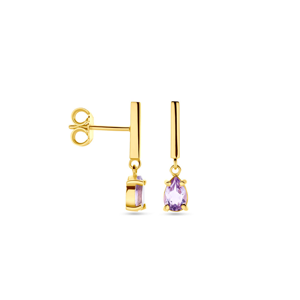 Ohrringe Amethyst 19 mm 14K Gelbgold