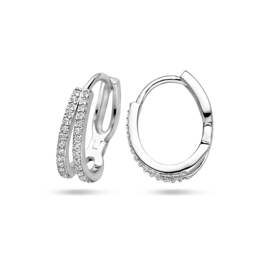 klapoorringen zirkonia zilver gerhodineerd