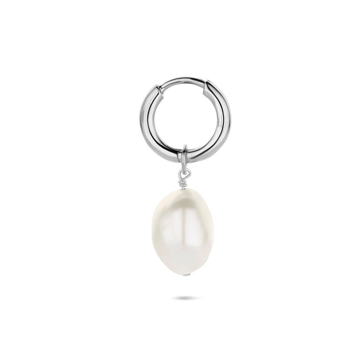 oorring parel per stuk 18 mm zilver gerhodineerd