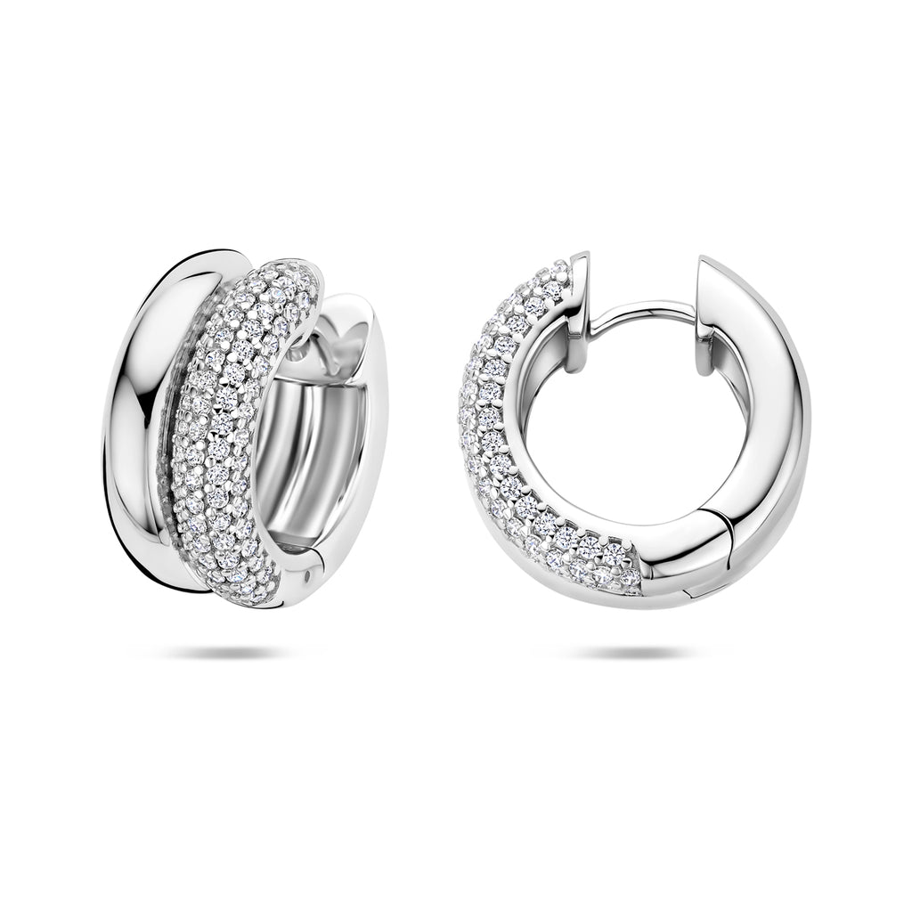 klapoorringen zirkonia 17,5 mm zilver gerhodineerd